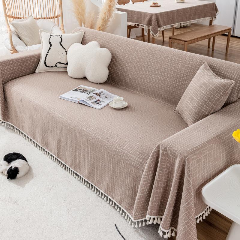 Чехол на диван ткань в скандинавском стиле Ins, универсальный универсальный современный современный простой хлопковый льняной чехол для дивана, универсальный полный чехол для дивана