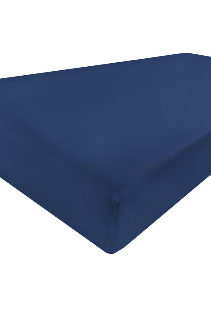 Satin fitted sheet 120x200x25, navy blue_47, matex