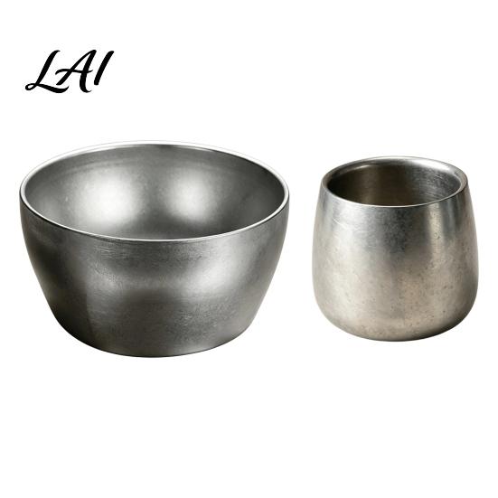 Portable Snack Bowls for Outdoor Stainless Steel Cup/Bowl Industrial Matte Metal Container Smooth Arc Non Slip Base Serving Shatterproof Non-slip