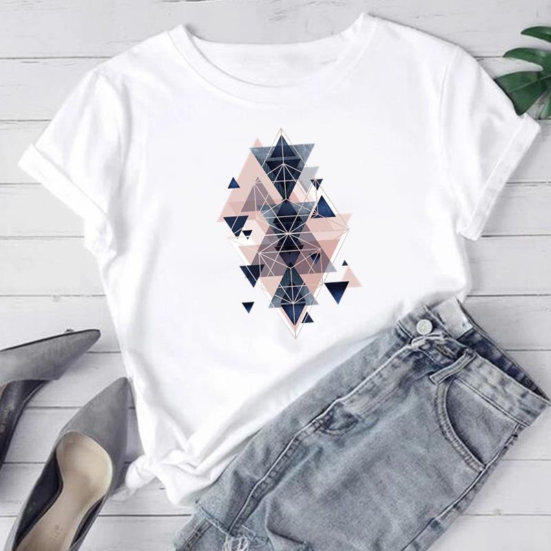 (Asian Size) Women Print Tee Beach Trend Sweet 90s Cute Top Fashion T Shirt Woman Female Clothing Short Sleeve Graphic T-shirts