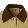 [Autumn and Winter] Apricot Corduroy Contrast Colour Collar Rhombus Plaid Short Cotton Clothing Women's Thickened Warm Tooling Cold Protection