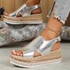 Spring and Summer Footwear Plus Size Fishmouth Wedge Sandals with High Heels with Sandals.