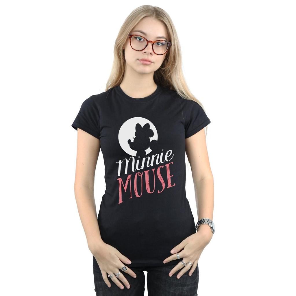 Disney Womens/Ladies Minnie Mouse Moon Silhouette Cotton T-Shirt