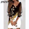 JPNTKY Women's Fashion Summer Spring Long Sleeve V-Neck Casual Dresses
