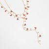 Silver Y-shaped Cherry Necklace Gold Women Long Necklace Retro Crystal Necklace  Party Jewelry