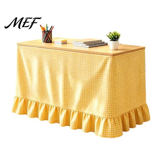 ClassroomDesk Skirt Gingham Ruffled Table Skirt, Cottagecore Teacher Desk for Classroom, Ruffle Cover Plaid Tablecloth Birthday Wedding Baby
