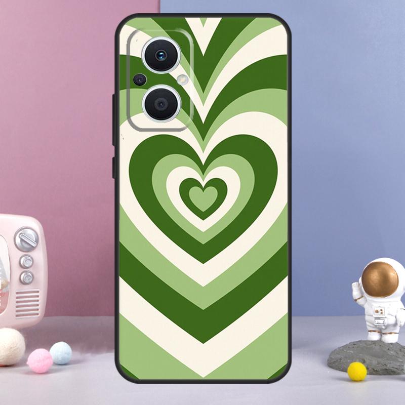 Шалфейно-зеленый Кофе Любовь Сердце Латте Чехол Для OPPO Reno 12 F 11F 13F 14F 10 11 13 14 Pro 7 8 Lite OPPO Find X9 X6 X5 X8 Pro Чехол
