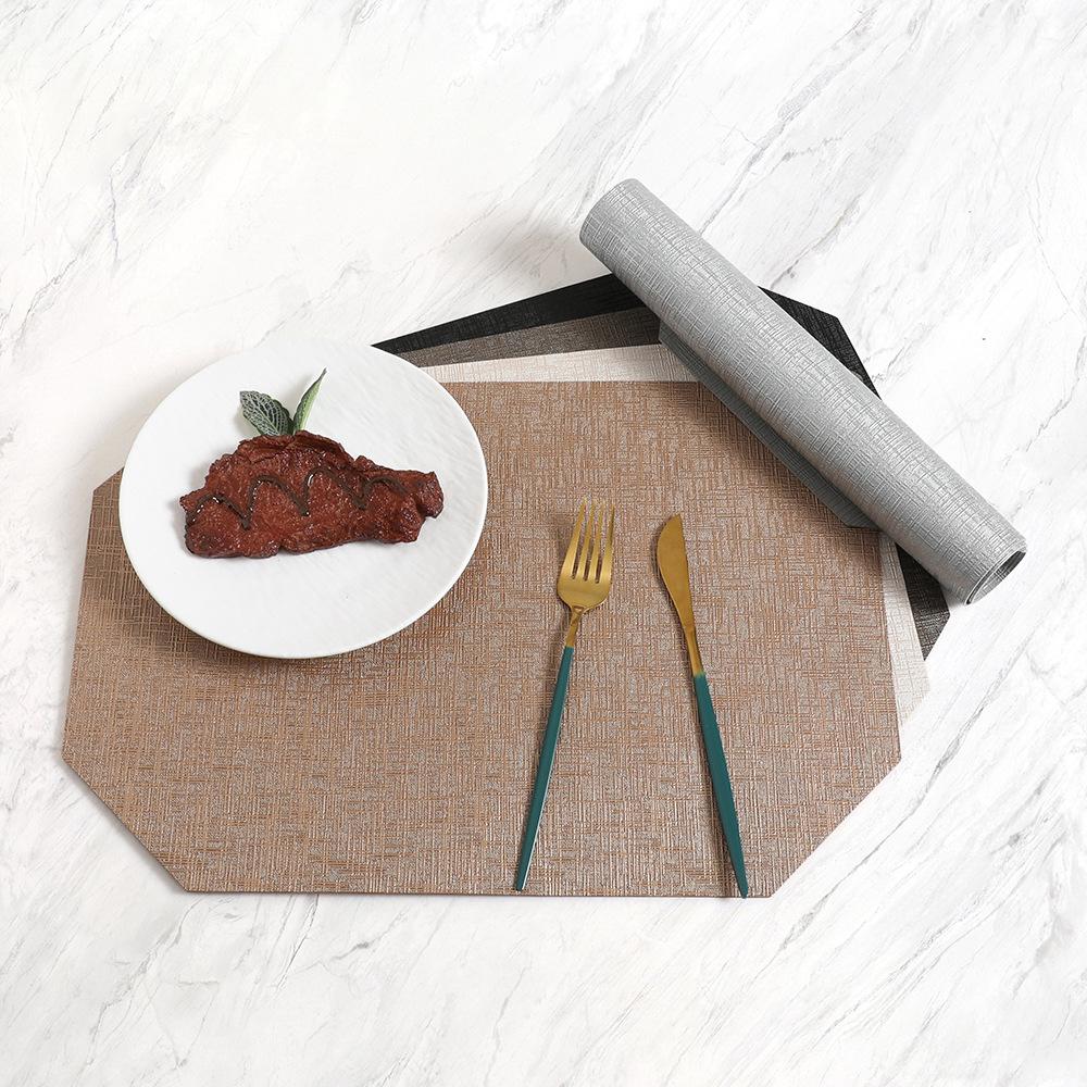 Leather placemat Polygonal dining table mat Anti-scalding and heat insulation mat Waterproof and oil-proof Western food mat Premium sense coaster