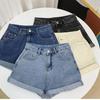 Korean High-Waist A-Line Denim Shorts for Women - Summer Wide Leg, Loose Fit Trend