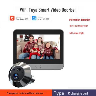Умная камера глазка 3 МП с приложением Tuya, удаленным вызовом и визуальным дверным звонком против кражи