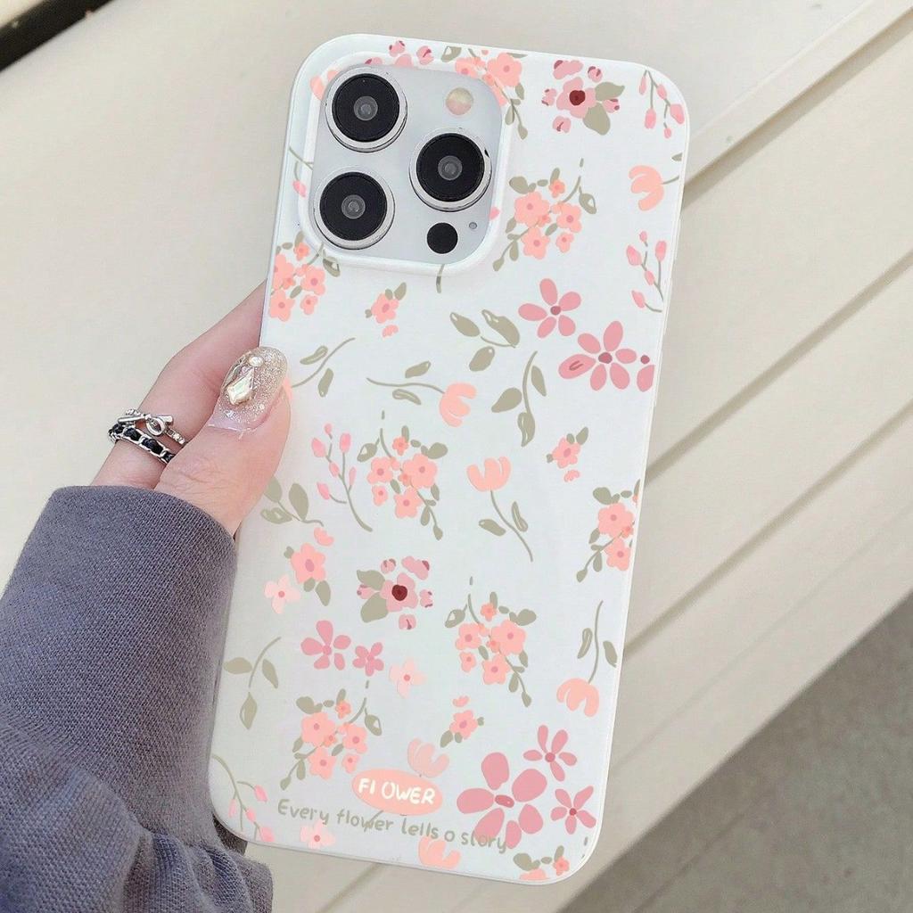 Милый розовый чехол с цветочным принтом для iPhone 16 Pro Max, Кавайный мягкий ТПУ чехол с цветочным узором, Защитный чехол