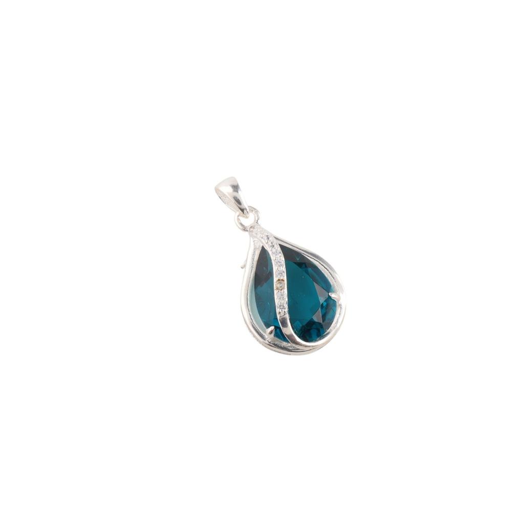 Blue Apatite Gemstone Zircon Pendant 925 Sterling Silver Jewelry Women Necklace CZP-7-2