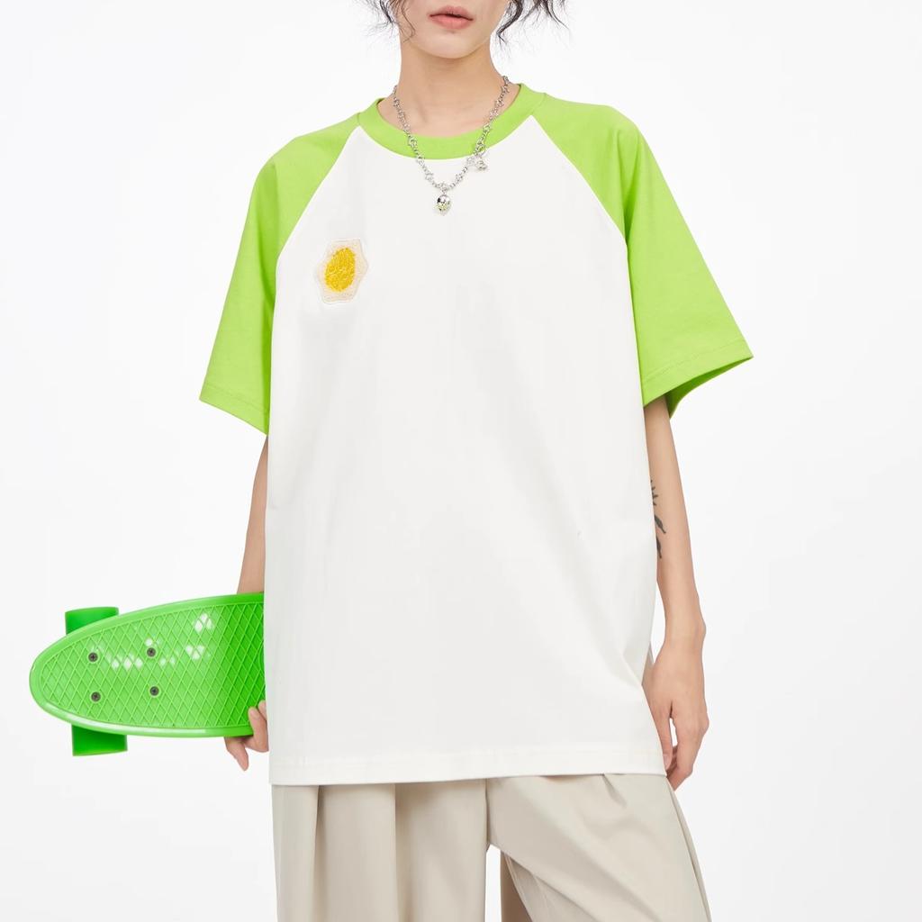 Summer Color stitching T Shirt for Women pure Cotton Tee Shirt Clothes Harajuku Oversized T-shirts Y2k Tops Hip Hop Streetwear