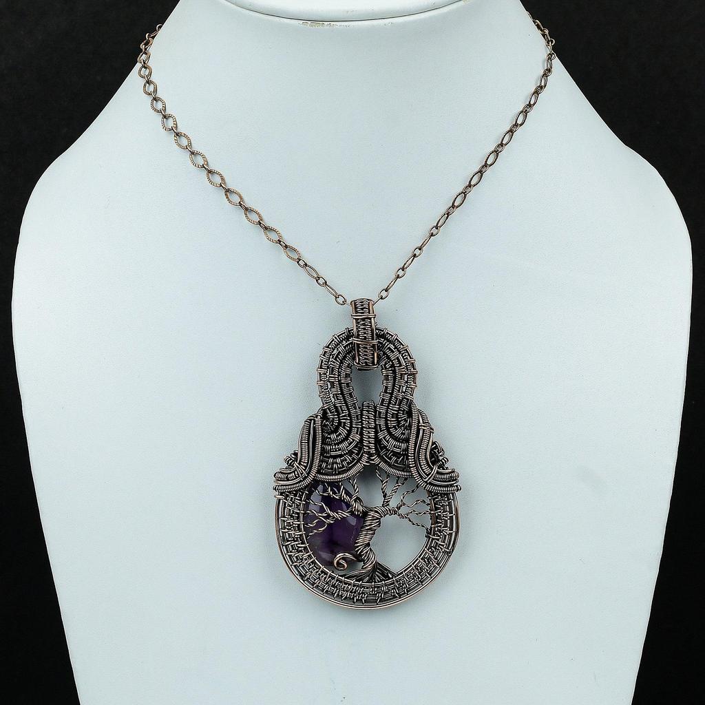 Tree Of Life Star Amethyst Pendant Copper Wire Wrapped Pendant Gemstone Jewelry Handmade Pendant Decent Copper Jewelry Special Gift For Girl