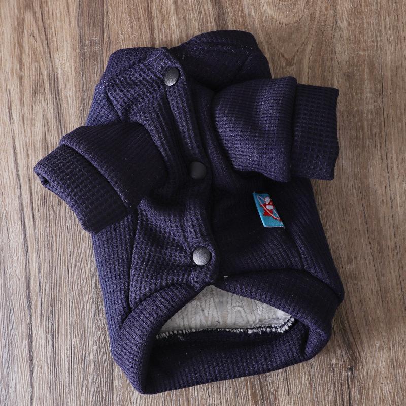 Pet dog winter clothes with fleece and thicker inside, warm bipods, cute English embroidered clothes