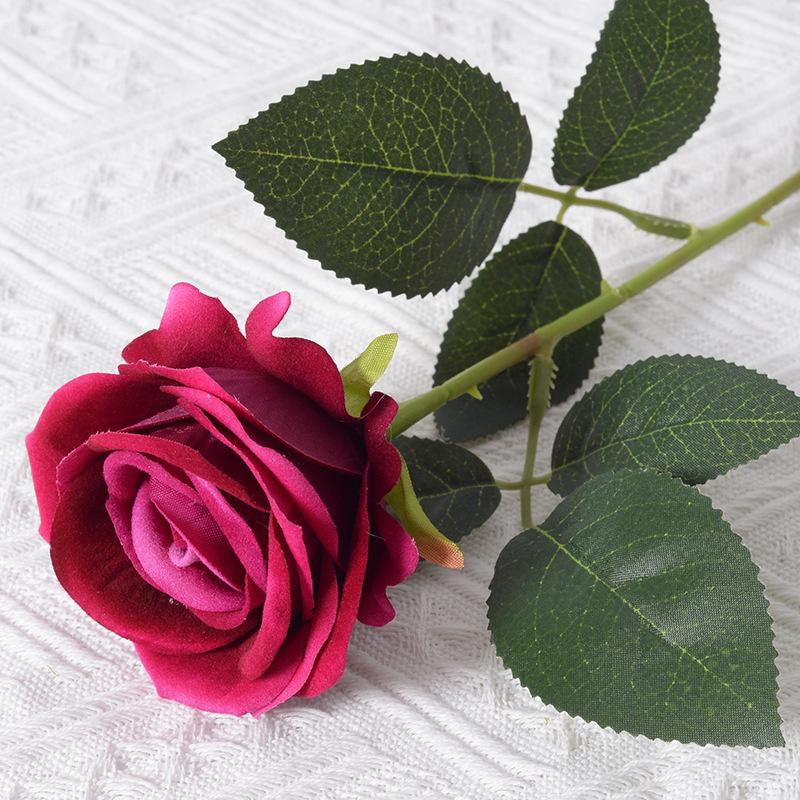 Искусственная роза - бархатный одинарный стебель для Дня святого Валентина, свадьбы и домашнего декора