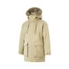 Li Ning Sports Trend Series Solid Color Hooded Zipper Cold Resistant Winter Outdoor Mid Length Down Jacket Men Outerwear Milk-Khaki AYMU361-2