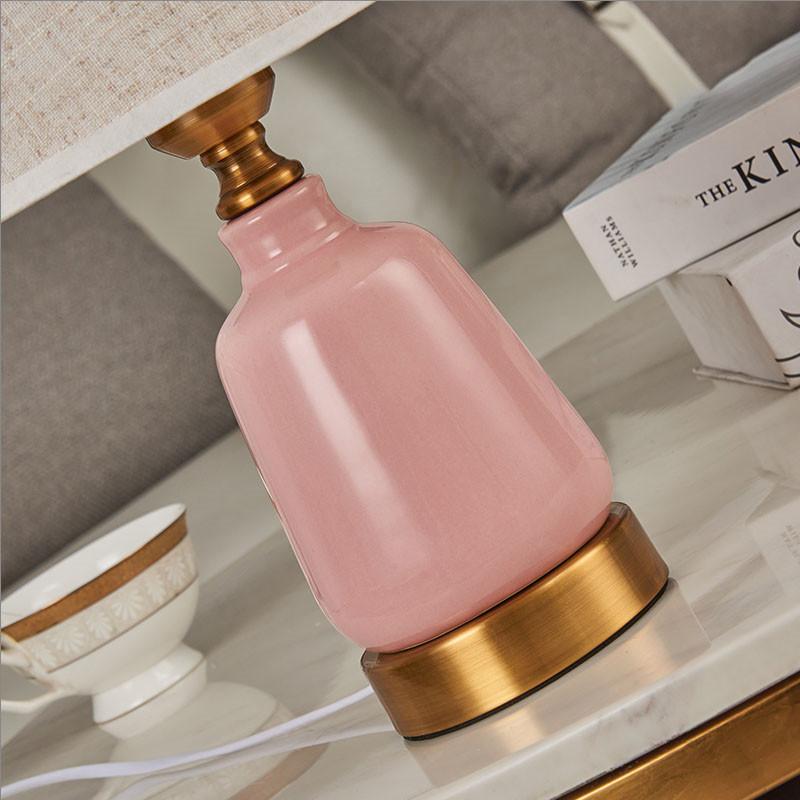 Европейские креативные розовые/синие керамические маленькие настольные лампы, тканевый абажур для детской комнаты, светодиодная лампа для прикроватной тумбочки, прихожей и студии AS009