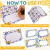 Capri Lemon Place Cards Blue Tile Table Name Labels Yellow Lemon Tent Cards Food Label For Wedding Bridal Shower Table Setting
