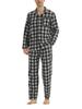 YUSHOW Long Sleeve Brushed Front Check Hospital Men's Pajamas, Spring/Winter Set, Cotton, Flannel, Opening, Pattern, Warm, Comfortable, Breathable,
