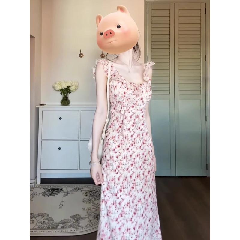 Милое платье-сарафан с рукавами-крылышками, в цветочек, детское, летнее, новое, для отпуска на море, элегантное, длинное