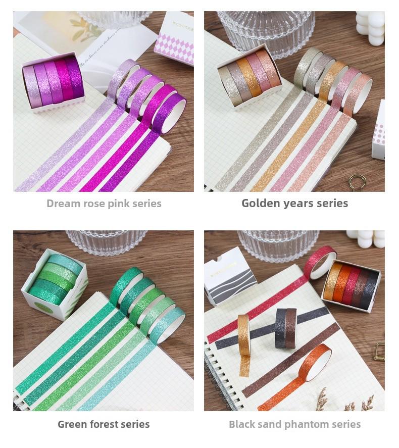 Glitter Tape Set for Creative DIY: Stationery Stickers for Student Diaries & Notebooks