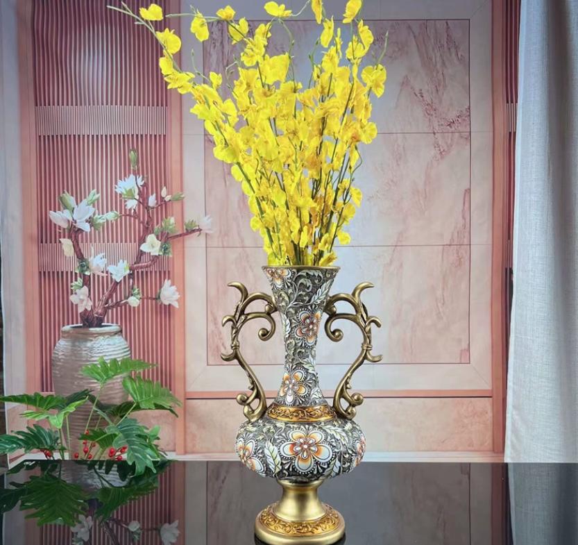 Европейская ретро смоляная ваза, украшение, декор для дома, гостиной, стола, искусственный цветочный горшок, орнаменты, поделки, магазин, отель, клуб, украшения