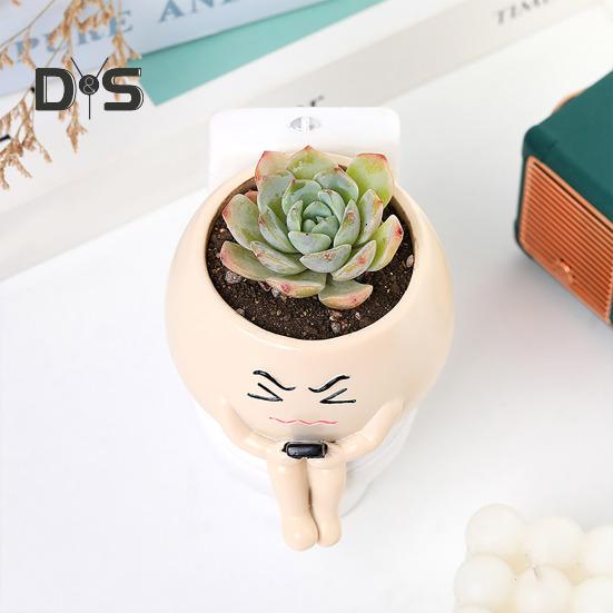 Горшок для растений Face Resin Buddy on Toilet Flowerpot Настольный декор Суккулентный горшок для домашнего офиса Комнатные растения Подарок любителям растений