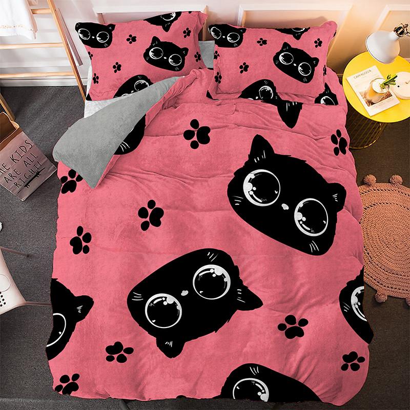 Claws Duvet Cover Set Cartoon Animals Cute Cat Print Polyester Comforter Cover King Queen Size for Kids Girls Women Bedding Set