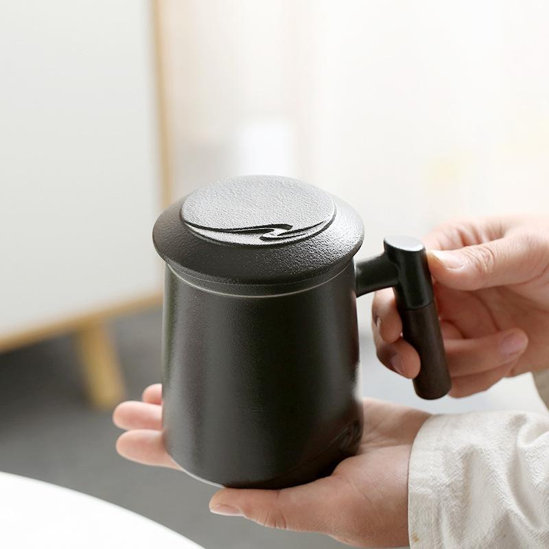 Керамическая кружка, Разделение чая, Чайная чашка с крышкой-фильтром, Офисная домашняя кружка большой емкости, Подарок