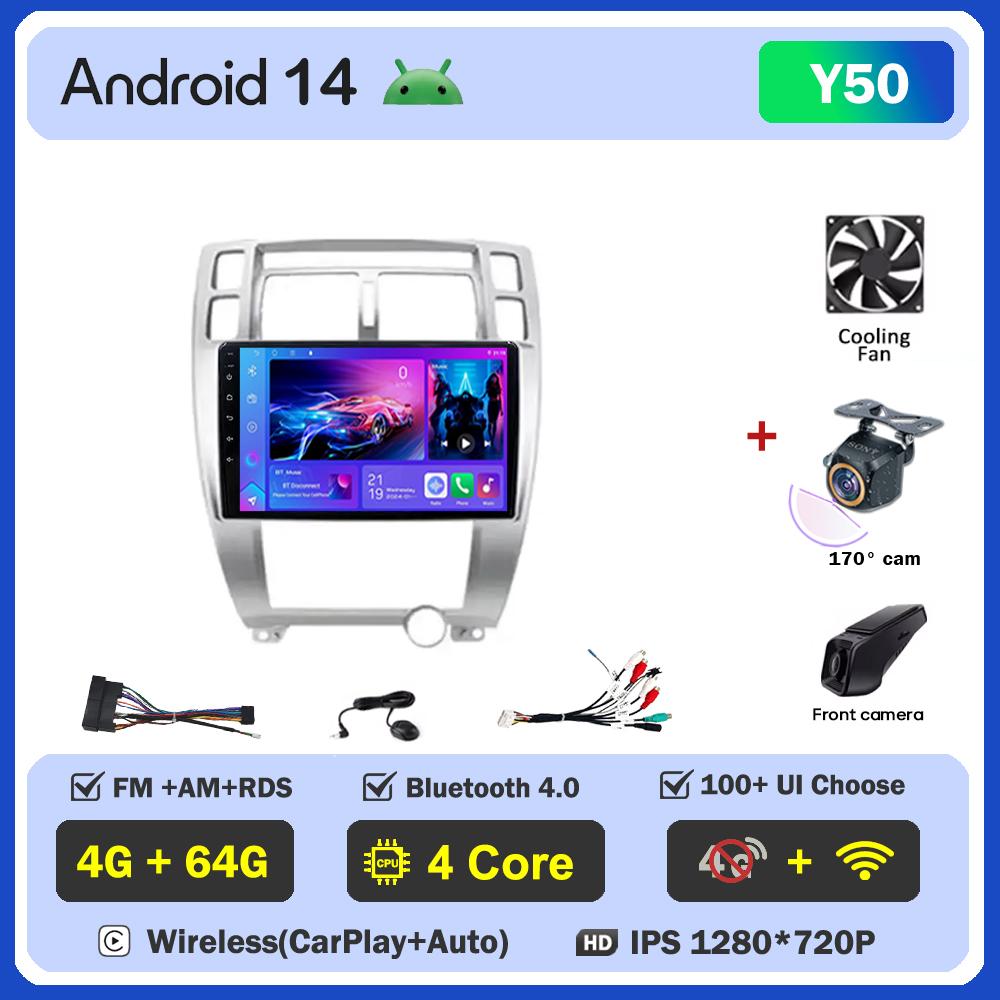 Автомагнитола Android 14 для Hyundai Tucson 1 2004 Carplay Auto Экран Беспроводной Android Auto Интеллектуальные Автомобильные Системы 5G Wi-Fi