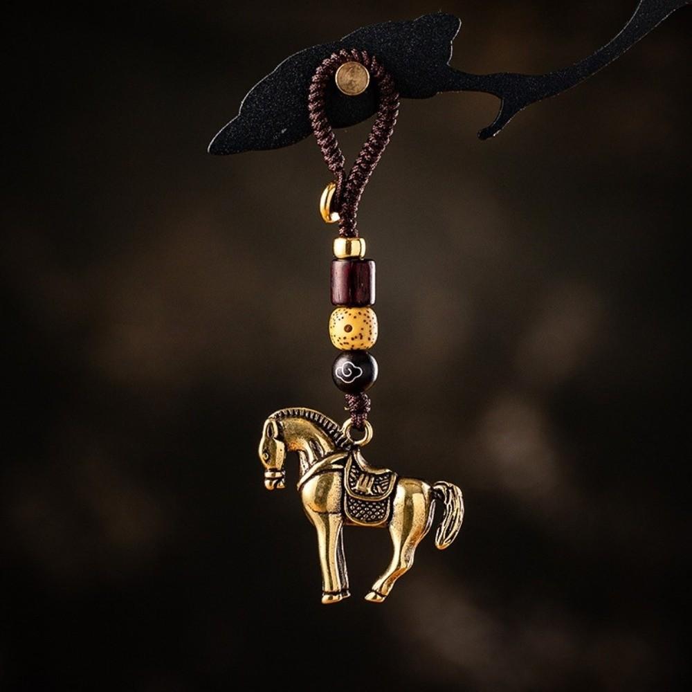 Wealth Chinese Zodiac Key Ring Copper Weaving Key Chains Horse Lucky Bag Pendant Women Men