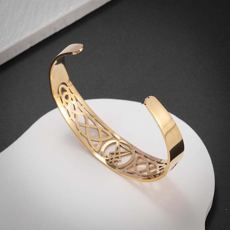 Браслет с регулируемым манжетом, амулет Печати Сатаны, браслет из нержавеющей стали