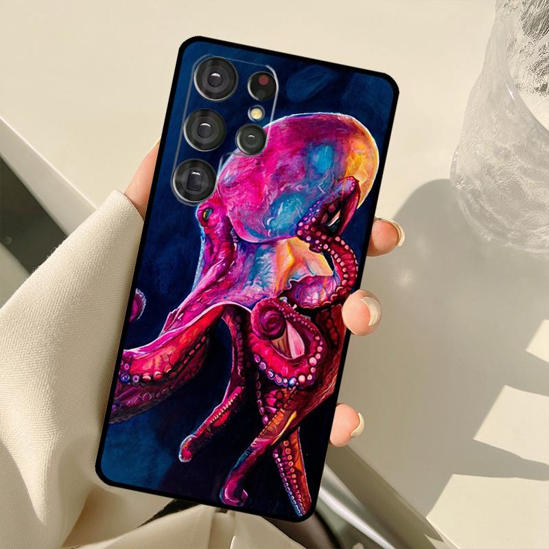 Океанский Чехол с Осьминогом в Эстетичном Стиле Для Samsung Galaxy S25 Ultra S21 S22 S23 S24 Ultra S9 S10 Plus S20 FE S24 FE Задняя Крышка