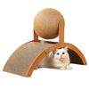3 In 1 Cat Scratcher Cats Cardboard Scratching Pad with Sisal Ball Wood Frame Indoor