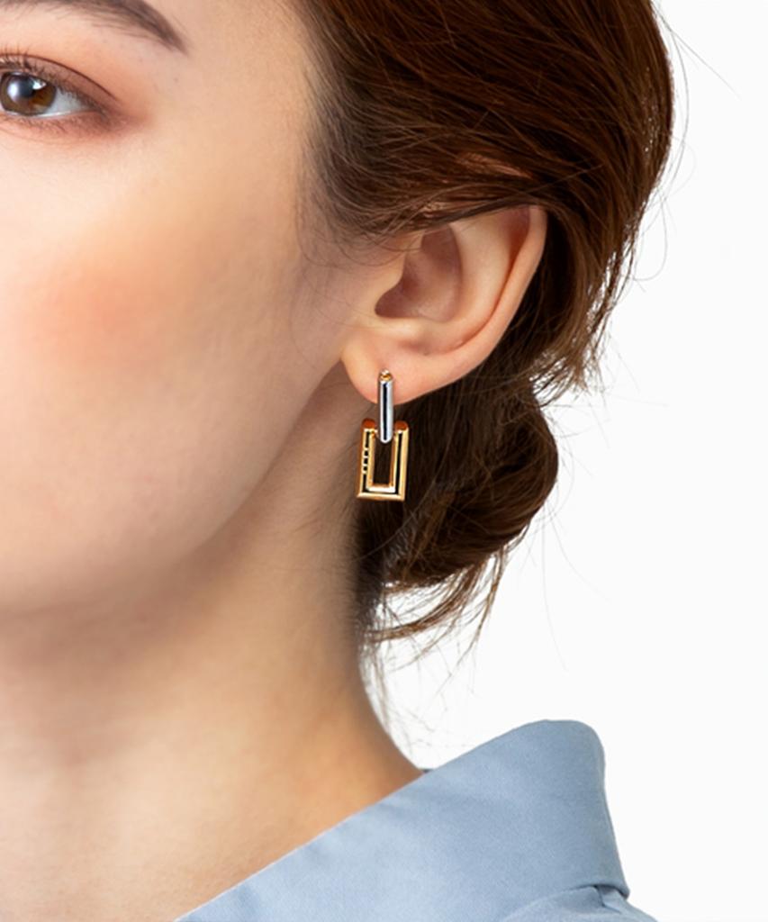 Ellejewelry 14K Gf Комбинированные серьги-пусеты One-Touch Elgpee352