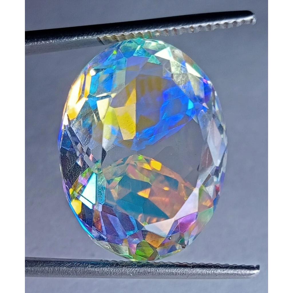 Natural Mystic Topaz Rainbow 25-26 Ct Oval Cut Certified Stunning Gemstone