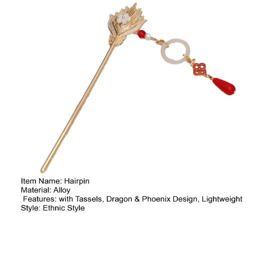 Заколка для волос в китайском стиле Дракон и Феникс с кисточками для женщин и девочек, длинные заколки для волос, украшение, китайский древний костюм ханьфу, аксессуары для волос