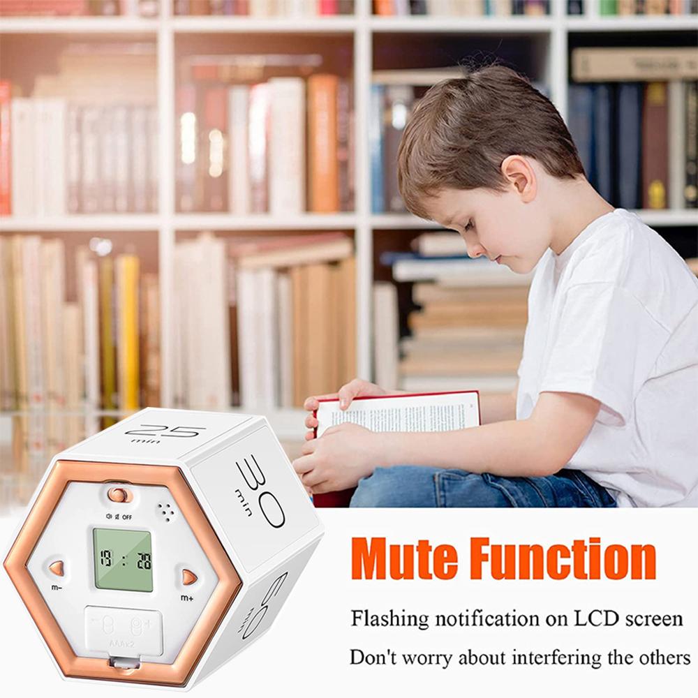 Шестигранные цифровые часы, таймер, магнитные кубики, таймер, кухонный шестиугольный флип-таймер для изучения кулинарии