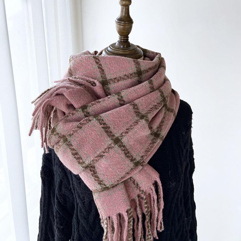 Новый клетчатый шарф Женский Зимний Утепленный Теплый Ретро Бахрома Шарф Шаль Утепленный Теплый для Холодной Погоды