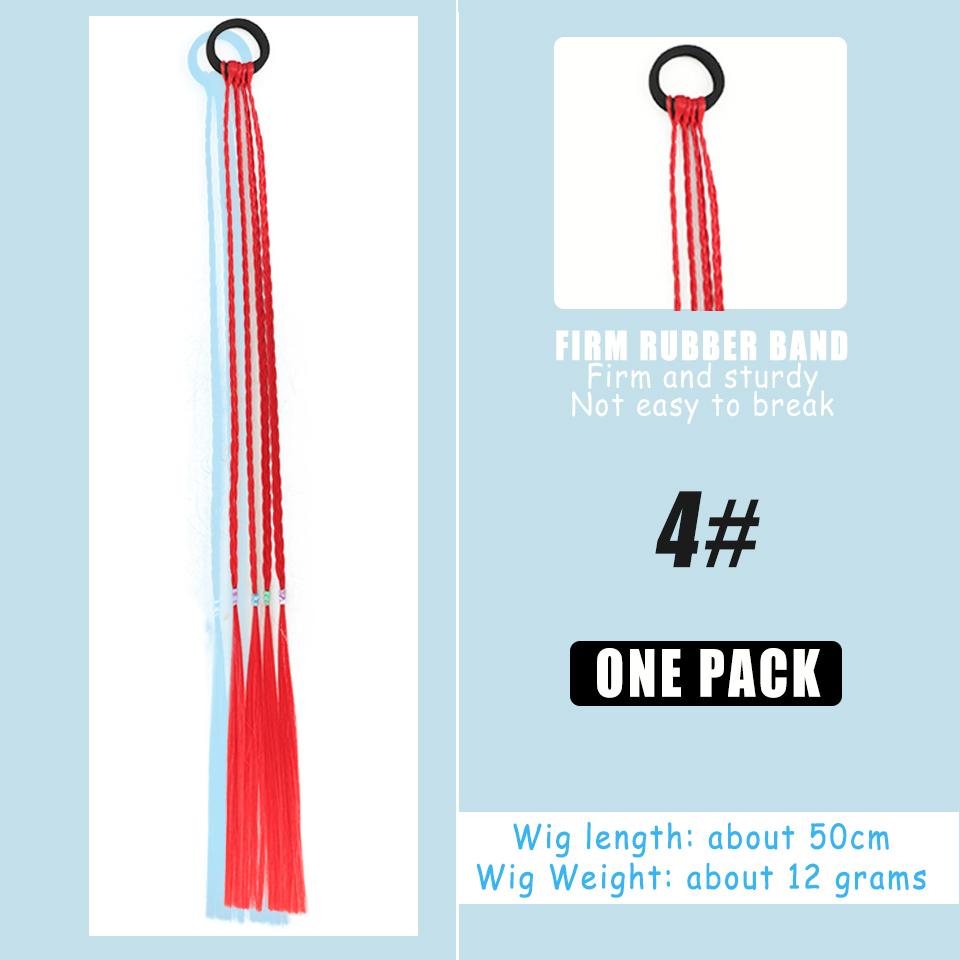 Синтетический парик WTB, цветная градиентная коса, плетеная веревка для маленьких девочек, высокотемпературная шелковая повязка на голову ручной работы, детский парик