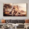 Wild Animal Canvas Posters Wall Painting Forest Lions Dad and Kids Modern Prints Artworks Pictures for Living Room Home Decor