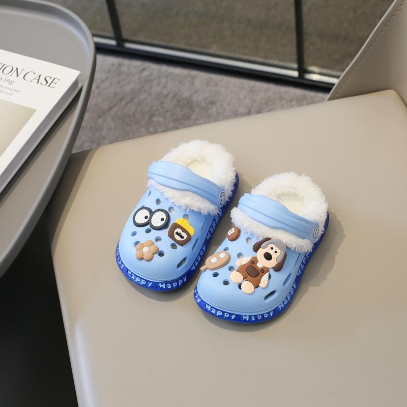 Съемная детская обувь с симпатичным зимним теплом и плюшем, теплая, хлопковая обувь, хлопковые тапочки