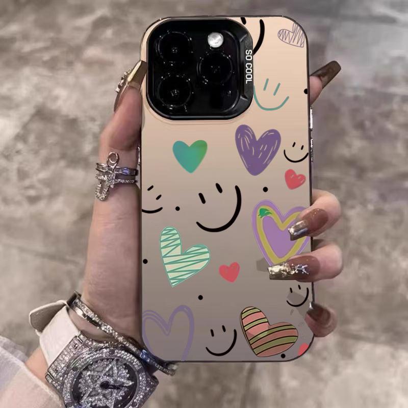 Smile Cheeks Electroplate Silver IMD Phone Case For iPhone 17 16 15 14 13 12 11 Pro Max 17 Air 16E X XS XR Matte Bumper Cover