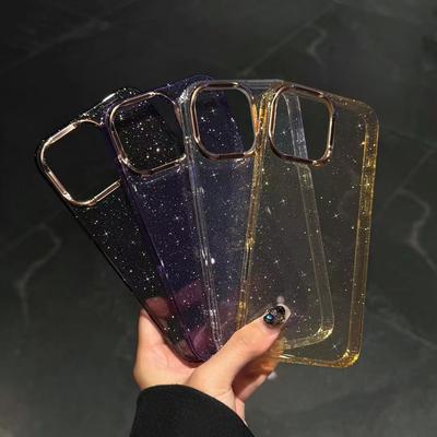 IPhone 16 Золотой Блеск Электропокрытие Подходит для Apple 15pro Мобильный Чехол Прозрачный 14 Всесторонний Защитник Max