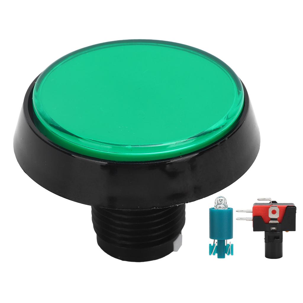 60mm Big Round Flat Button with LED Light 3?Foot Switch for Crane Machine Game ConsoleGreen