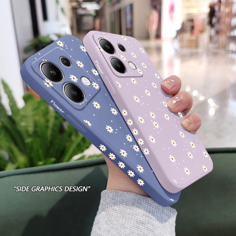 Чехол для телефона с цветами ромашки для Xiaomi Redmi Note 13 12 12S 11 11S 10 10S 9 9S Pro Plus 4G 5G Жидкий силиконовый чехол