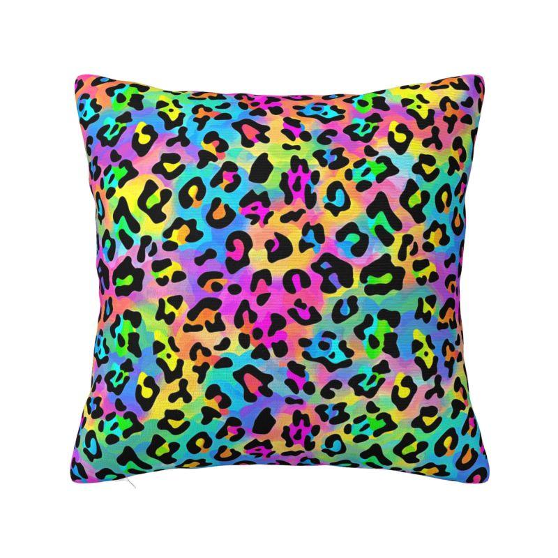 Colofrul Rainbow Leopard Throw Pillow Case Home Decorative Modern Cushions Cover For Sofa Chair Square Polyester Pillowcase