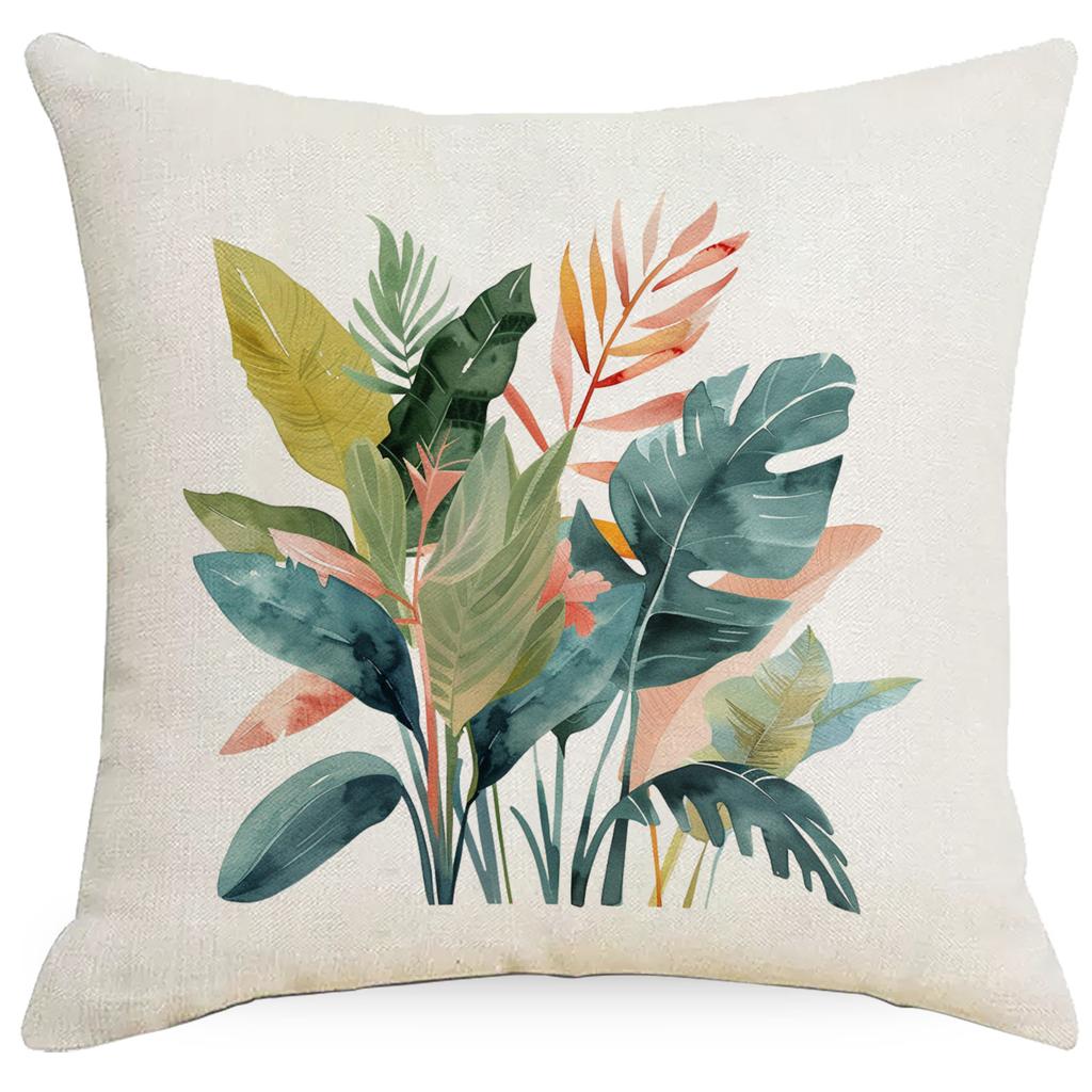 Summer Plant Leaves Pillow Simple Modern Tropical Plant Green Plant Pillow Sofa
