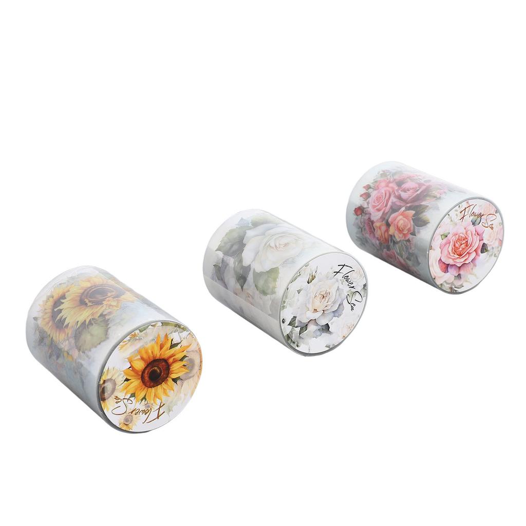 3 рулона ПЭТ-ленты васи, водостойкие, цветные, самодельные, для дизайна ногтей, принадлежности для скрапбукинга, цветы, растения, декоративные